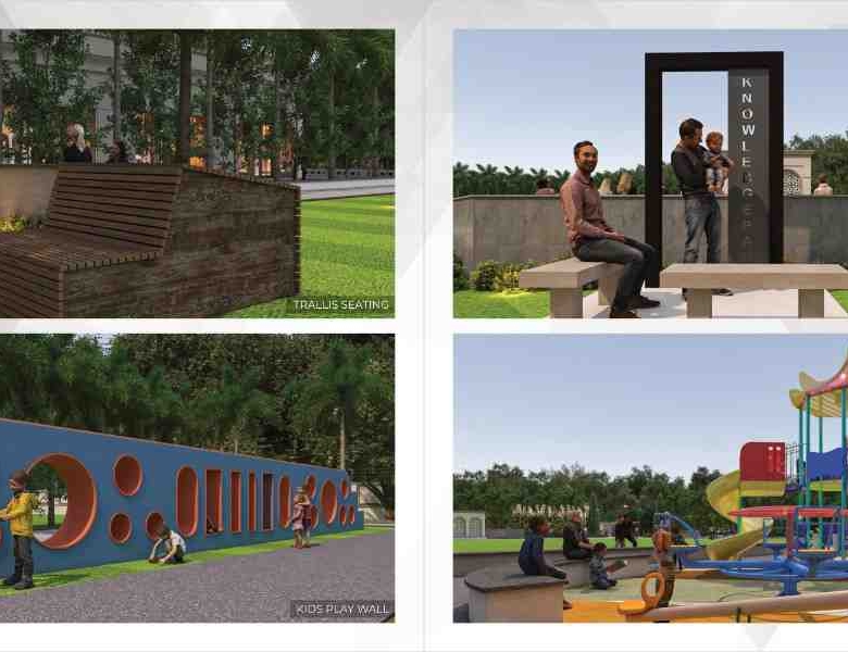 Sports courts and cricket practice zone at The Knowledge Park