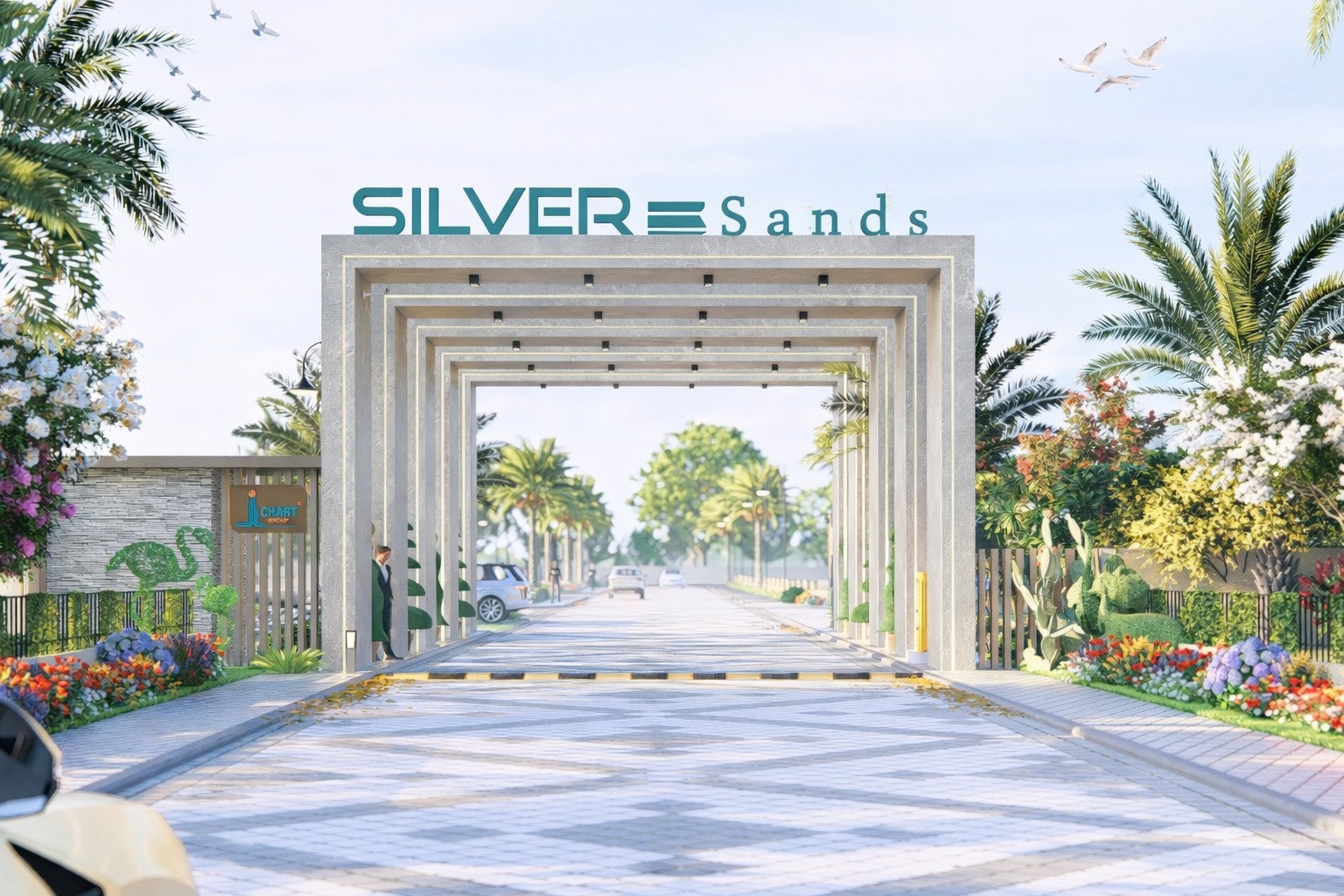 Grand entrance gate of Silver Sands JDA approved township near Mahindra SEZ Ajmer Road Jaipur