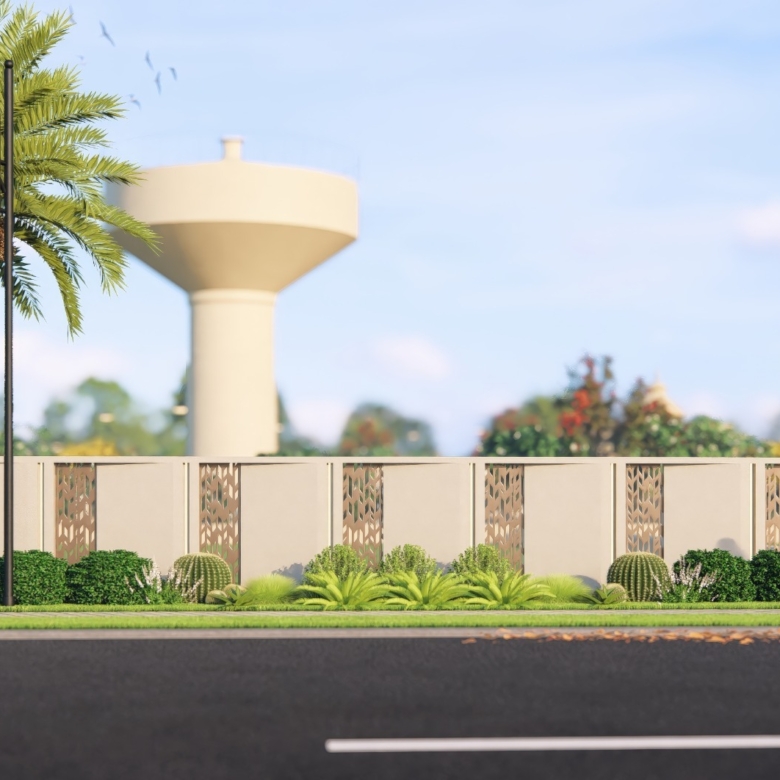 Premium boundary wall and landscaped infrastructure at Silver Sands Jaipur