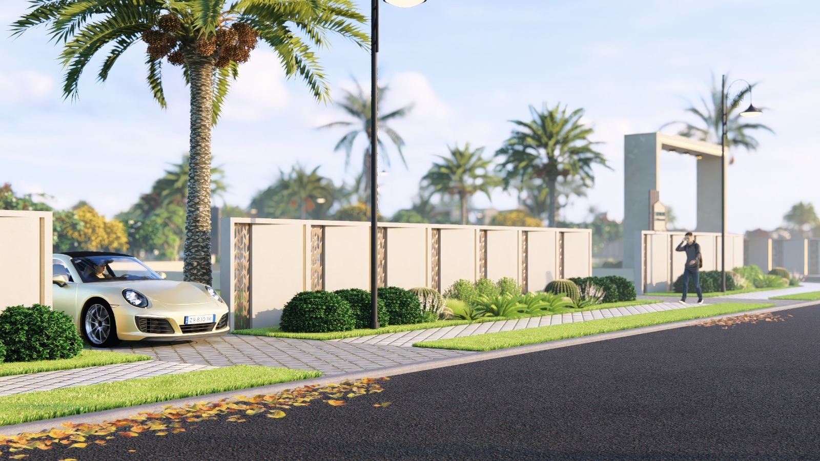 Wide internal road and premium landscaping inside Silver Sands township Jaipur
