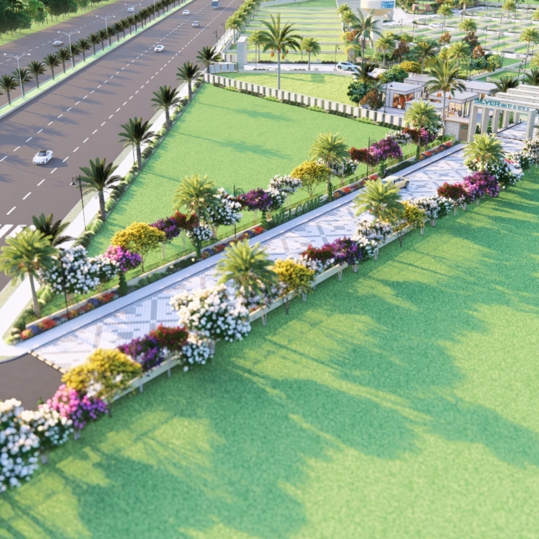 Aerial master view of Silver Sands residential plotted township on Ajmer Road Jaipur