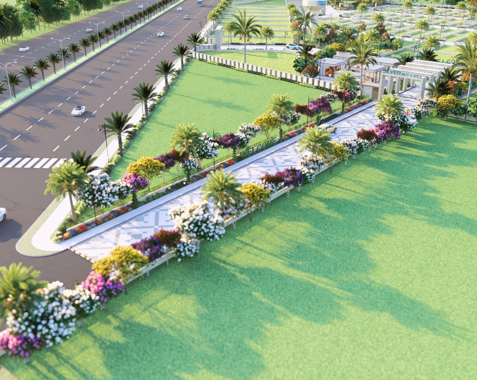 Aerial master view of Silver Sands residential plotted township on Ajmer Road Jaipur